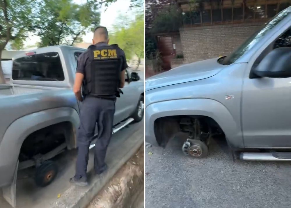 Le robaron tres ruedas de la camioneta en la Quinta Sección.
