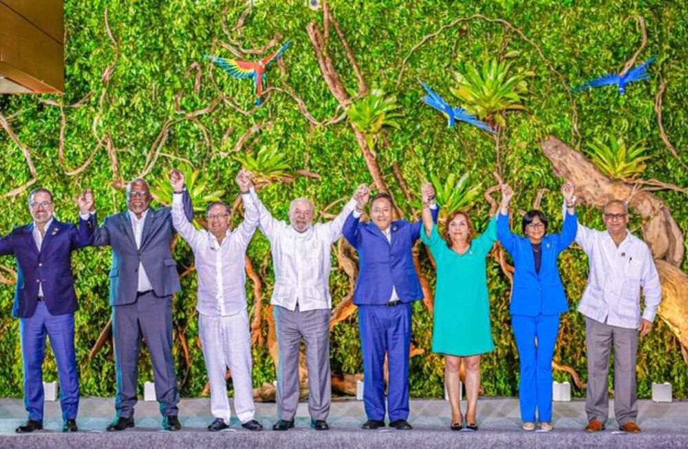 Representantes de los países de la región amazónica se reunieron este martes 8 de agosto en la ciudad de Belém, Brasil, para celebrar una cumbre que aborde los problemas que amenazan a la selva.Imagen Twitter Lula da Silva. PH: Ricardo Stuckert.
