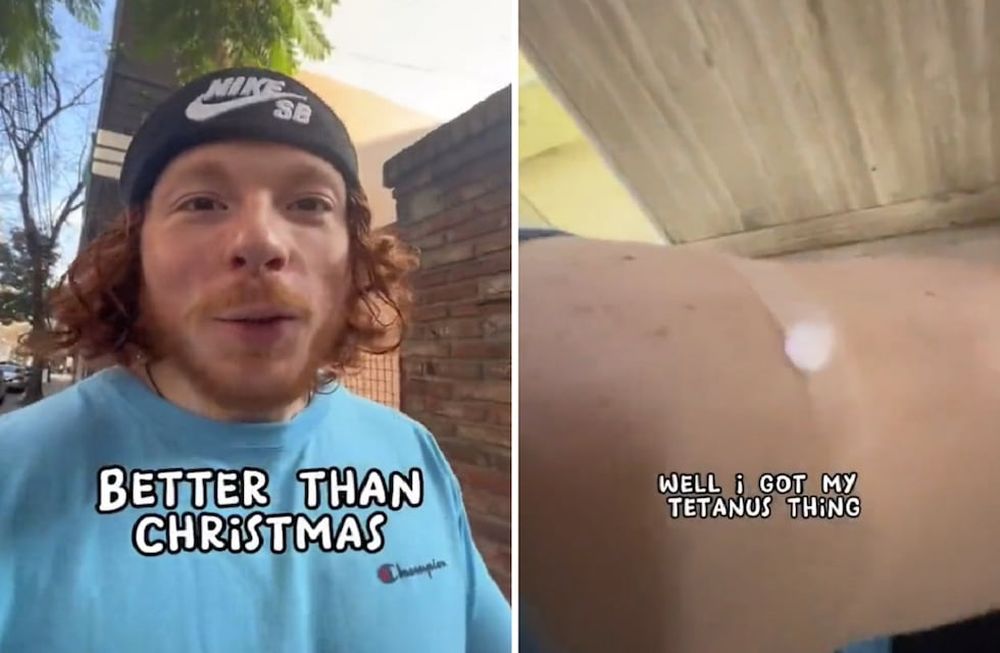 Turista estadounidense mostró en TikTok que se vacunó gratis en Argentina y estalló la polémica (TikTok @christian.grossi)