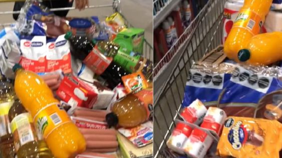 Una joven grabó un video mientras esperaban a ser atendidas en la línea de cajas de una sucursal de Súper Mami, en Alta Gracia - Captura de video @camilabenitez327