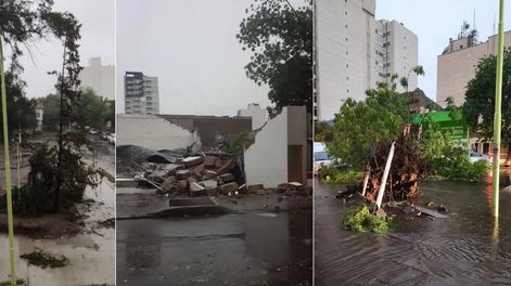 Fuerte temporal en Bahía Blanca dejó destrozos en la ciudad y varias personas heridas.