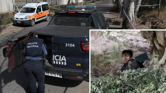 Cristian Reina Flores fue encontrado debajo de un olivo tras asesinar a tiros al comerciante Héctor Quiroga en Russell. Foto: Orlando Pelichotti / Los Andes