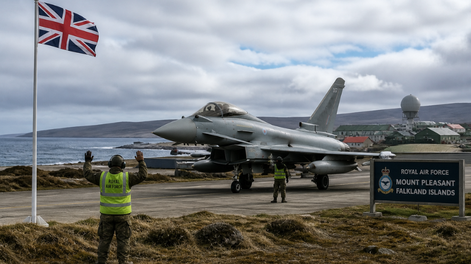 La Fuerza Aérea británica está en máxima alerta por la defensa de las Islas Malvinas | (Foto creada con IA)
