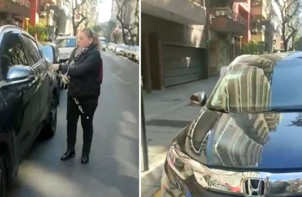 Estacionó en una parada de micro y apuntó contra el portero.