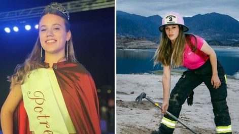 Paz fue coronada el 20 de noviembre como representante de Potrerillos en un respiro de sus actividades como bombera. | Fotos: gentileza