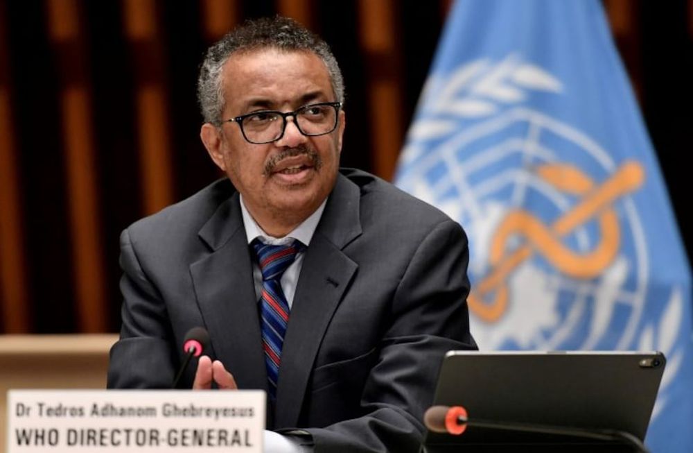 FILE PHOTO: World Health Organization (WHO) Director-General Tedros Adhanom Ghebreyesus attends a news conference in Geneva Switzerland July 3, 2020\u002E Fabrice Coffrini/Pool via REUTERS//File Photo