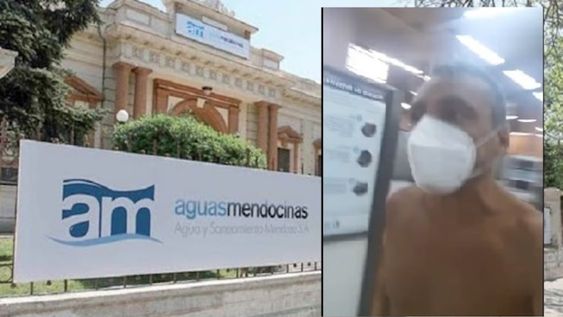 Un vecino protestó en las oficinas de Aguas Mendocinas, desnudo reclamando que hacía cuatro días no se podía bañar por la falta del suministro.