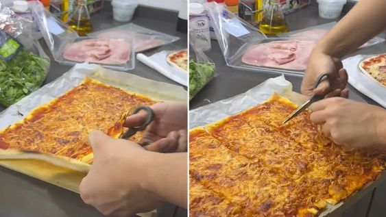 Cortar la pizza con tijeras, la escena casera que viralizó el debate sobre practicidad y tradición. Cortar la pizza con tijeras, la escena casera que viralizó el debate sobre practicidad y tradición.
