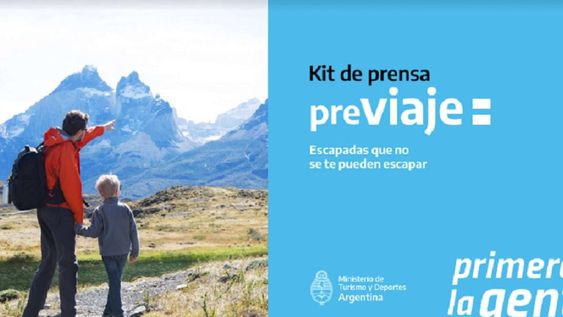 El material de prensa del Gobierno con el error de las Torres del Paine (Chile) para promocionar el PreViaje en Argentina (Ministerio de Turismo y Deportes)