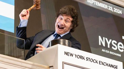 El presidente Javier Milei, durante su visita a Wall Street en 2024 (Foto: EFE)