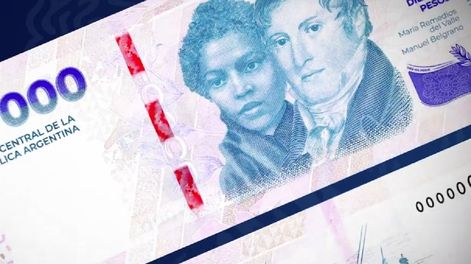 Nuevo billete de $10.000 con Manuel Belgrano y María Remedios del Valle (BCRA)