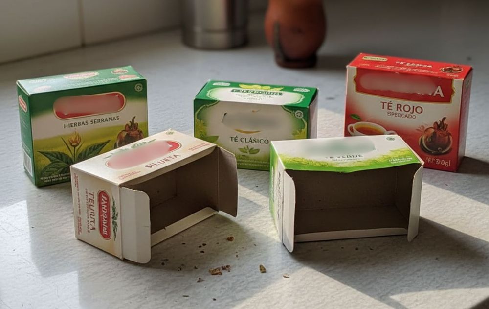 cajas de té vacías