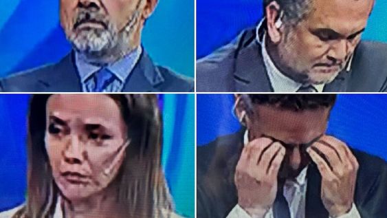 La reacción de los periodistas de C5N ante el triunfo de Javier Milei y la derrota de Sergio Massa (Captura TV)