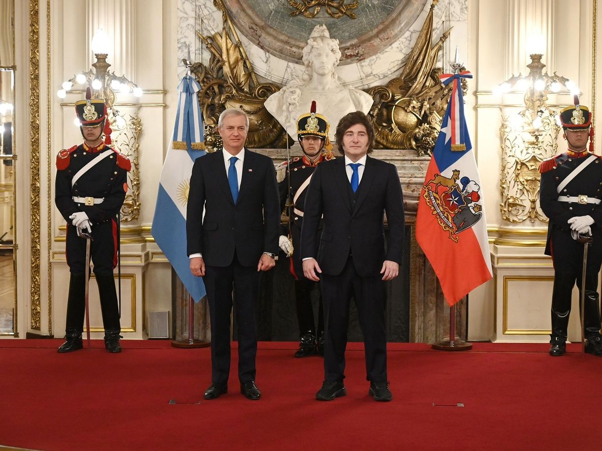 José Antonio Kast y Javier Milei en Casa Rosada este 6 de abril