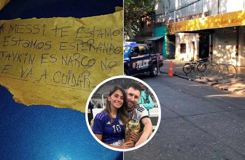 En marzo de este año balearon el supermercado de la familia de Antonela Roccuzzo en Rosario y los delincuentes dejaron una amenaza para Lionel Messi. Foto: Gentileza