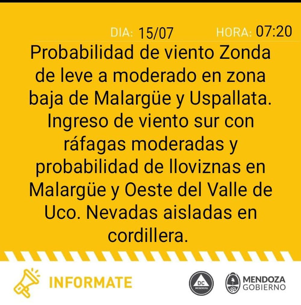 Alerta de Defensa Civil (15/07/25)