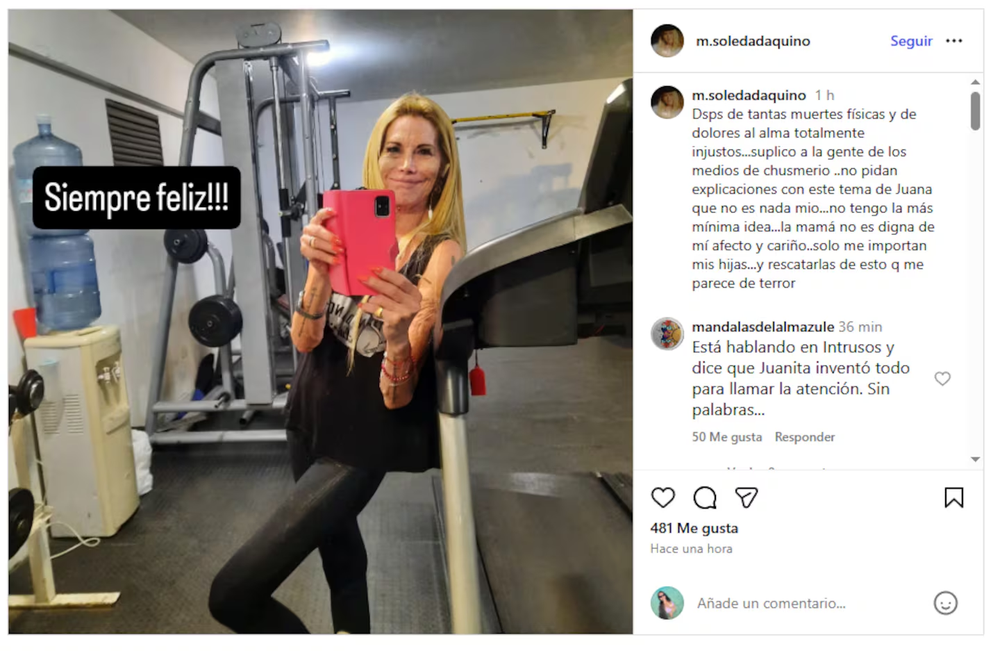 Soledad Aquino hizo un descargo para desligarse del conflicto de la familia Tinelli.