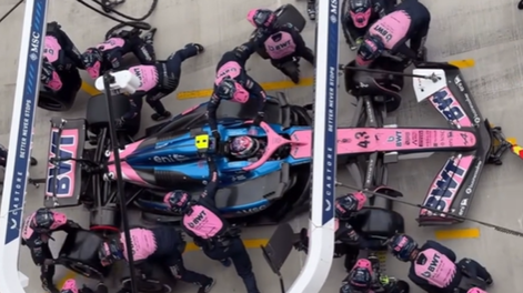 El Alpine de Franco Colapinto en los boxes del GP de Hungría. Foto: Captura TikTok @henriracingteam35