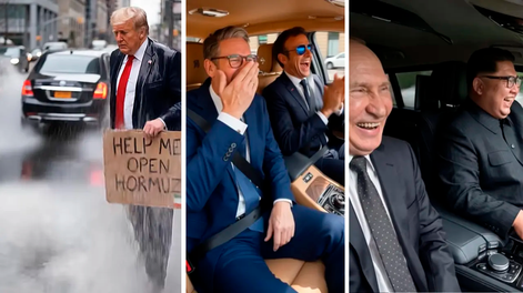 Parodia viral muestra a Trump solo mientras líderes mundiales lo ignoran.