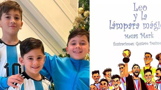 Thiago, Mateo y Ciro leen el libro antes de dormir.