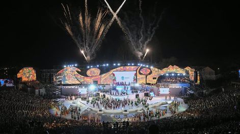 Vendimia 2023 Acto Central en el teatro griego Frank Romero Day. Foto: Ignacio Blanco / Los Andes