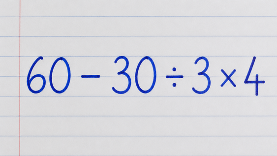 la ecuacion 60 ? 30 ÷ 3 × 4 parece facil a primera vista, pero pocos logran resolverla