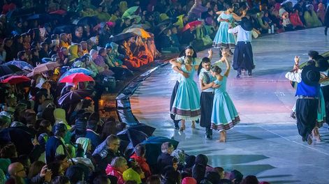 Marzo de 2019. Imagen de la fiesta Tejido en Tiempo de Vendimia, en el teatro griego Frank Romero Day.