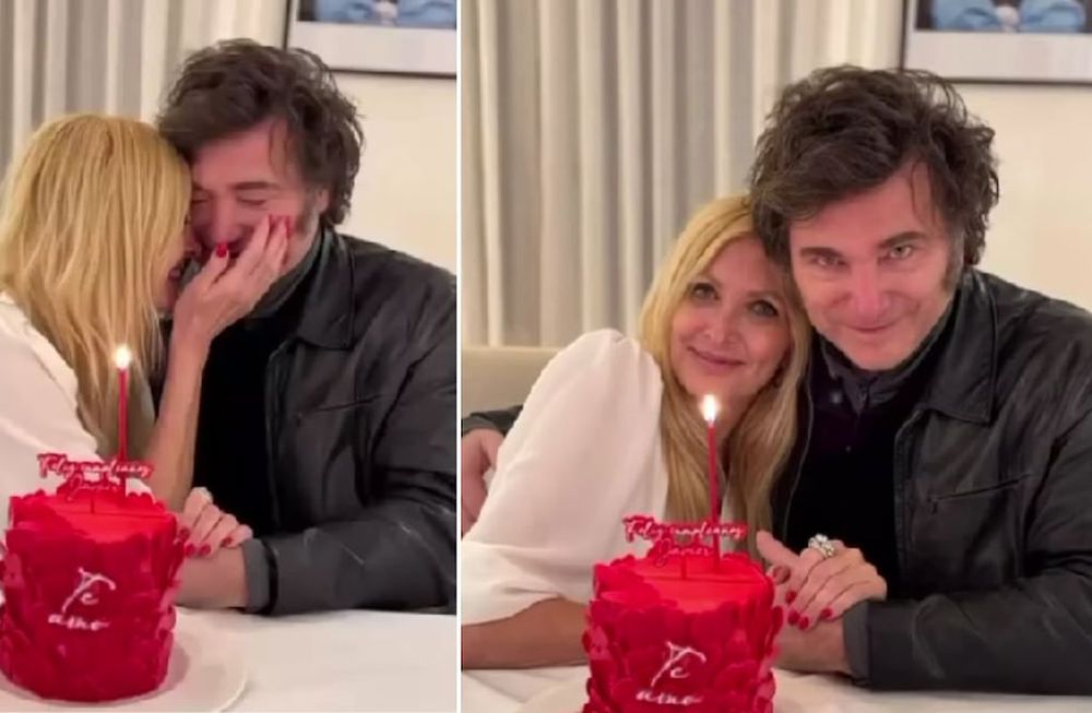 “Te amo”: Las fotos del festejo íntimo de Milei con Yuyito González