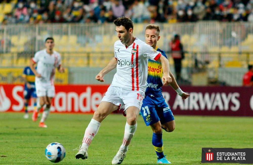 Mauro Boselli, delantero de Estudiantes, en el choque ante Everton por la Copa Libertadores. (Prensa Estudiantes)