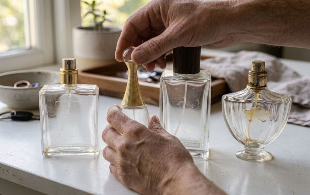 Es indispensable limpiar el recipiente porque puede conservar alcoholes, fragancias y aceites del perfume original.