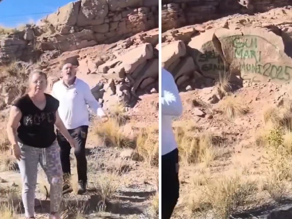 Indignación: turistas vandalizaron las piedras del dique Potrerillos y fueron escrachados en redes