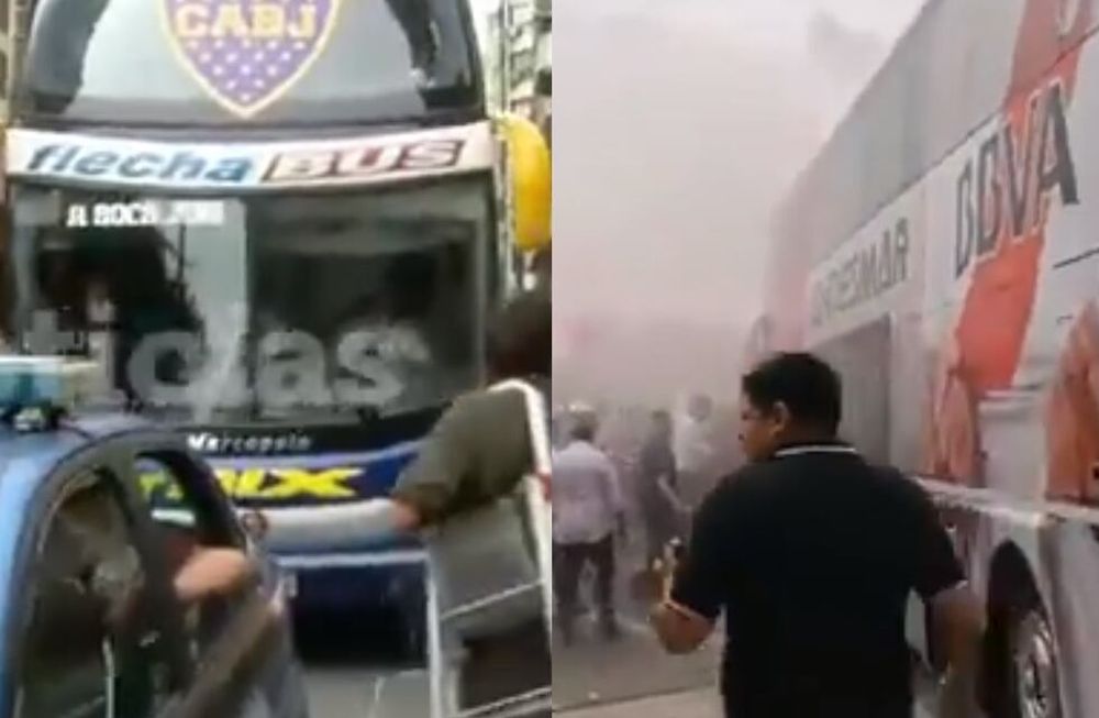 Videos: Boca y River salieron hacia la Bombonera en medio del fervor de sus hinchas