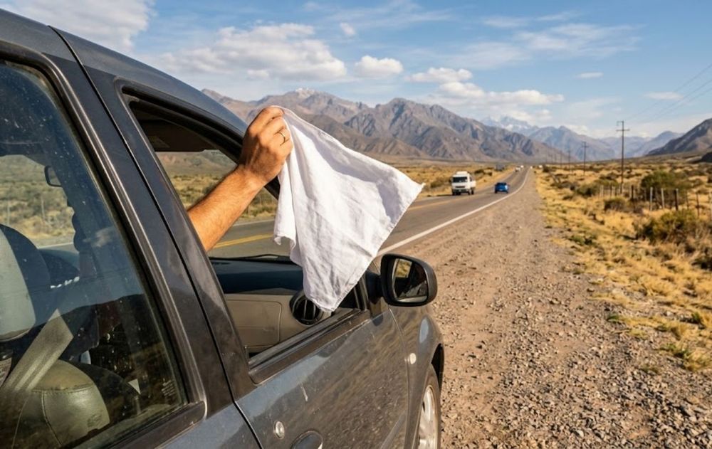 La tela blanca en el auto podría utilizarse como recurso adicional para llamar la atención.