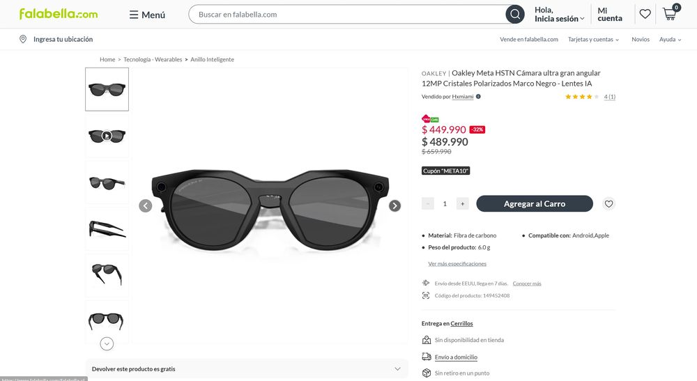 Los Oakley Meta HSTN combinan cámara, conectividad y diseño, y son uno de los modelos más buscados por argentinos.