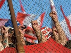 Festejos durante un partido en el estadio del Atlético Club San Martín. Archivo.