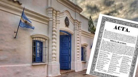 Los Andes | La casa donde se declaró la Independencia en 1816 (foto de Ignacio Ocaranza) y una imagen facsímil del acta impresa.