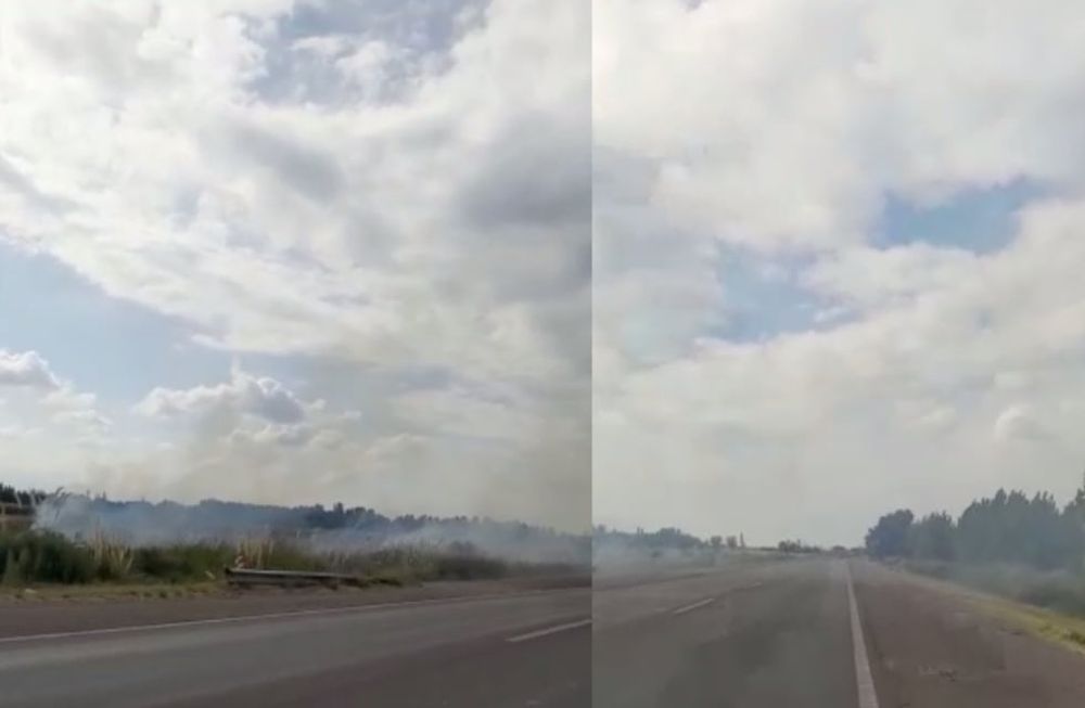 Incendio en banquinas en ruta 40. Capturas video compartido por Osvaldo Valle.