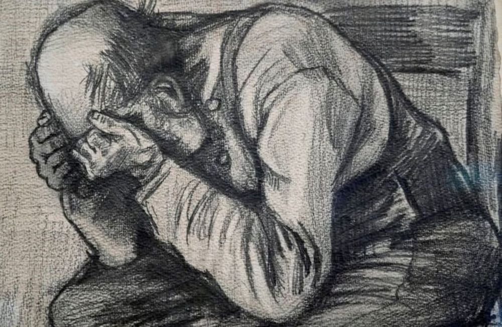 El Estudio de Desgastado de Vincent Van Gogh, fechado en noviembre de 1882, el jueves 16 de septiembre de 2021 en el Museo Gogh en Ámsterdam. El dibujo, recientemente descubierto, se expondrá por primera vez al público a partir del viernes. (AP Foto/Peter Dejong)