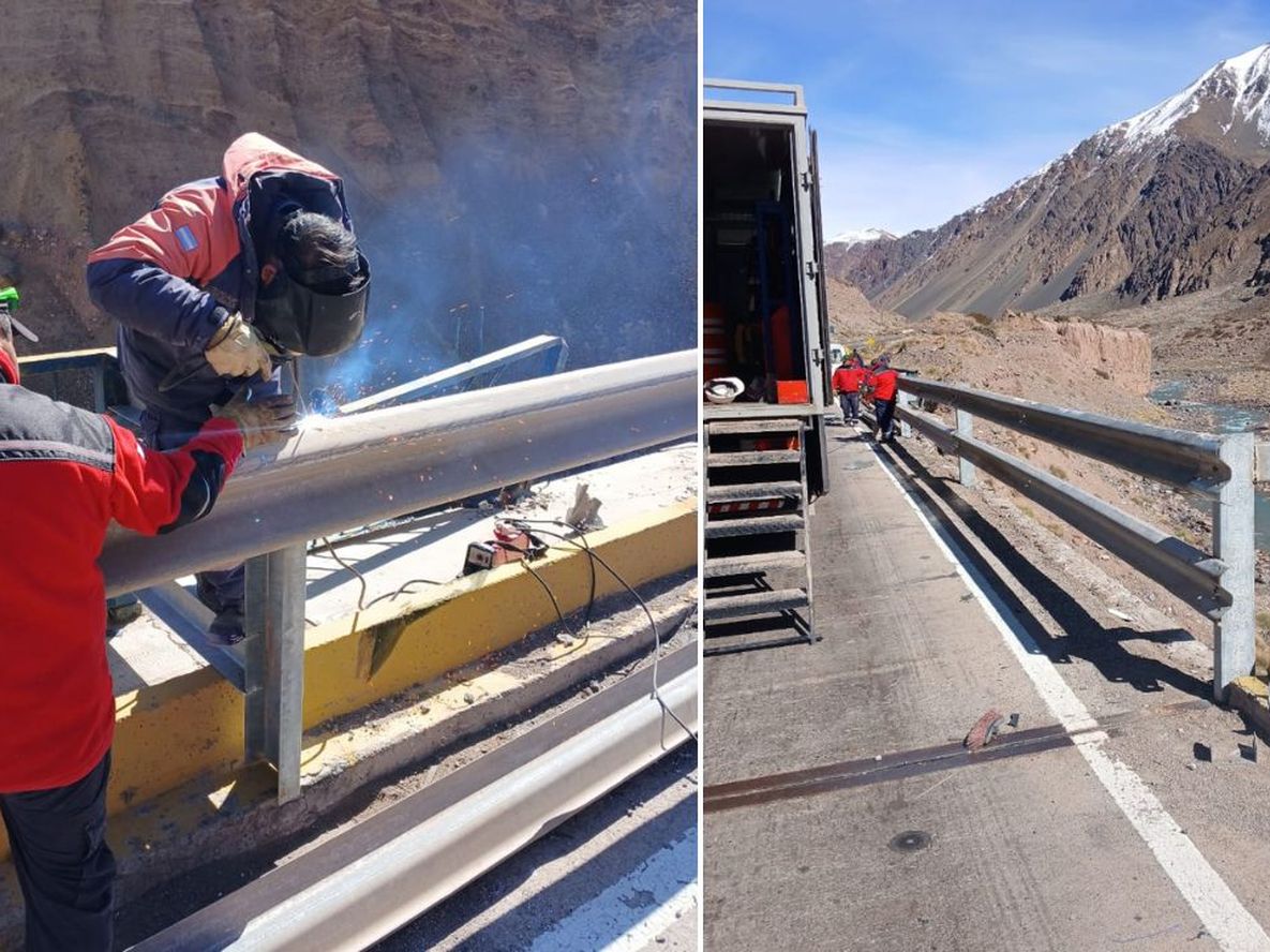 Alta Montaña: repararon el puente dañado tras el incidente en Ruta 7.