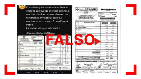 Es falso que hubo fraude electoral en mesas de Chaco