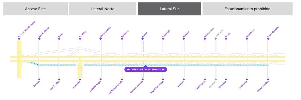 Acceso Este: cambio de sentido en la lateral sur