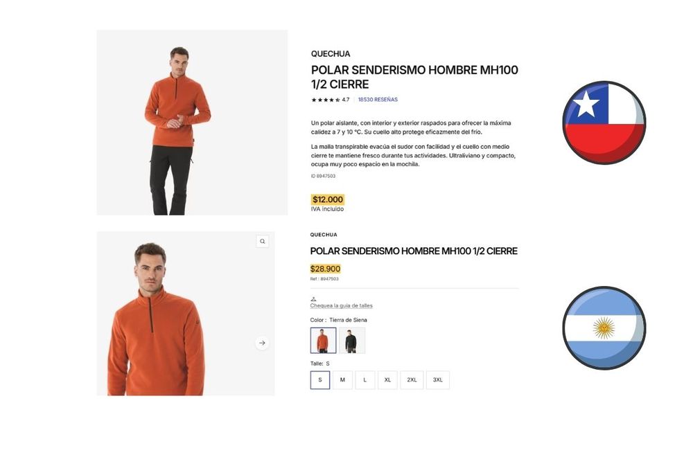 Decathlon es más caro en Argentina que en Chile