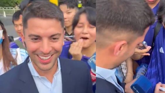 “Bobo, Bobo”: el divertido momento entre Gastón Edul con los fanáticos chinos de la Selección Argentina. Foto: captura de video.