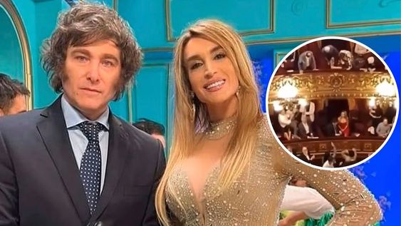 Fátima Florez y Javier Milei, abucheados en el Teatro Colón.