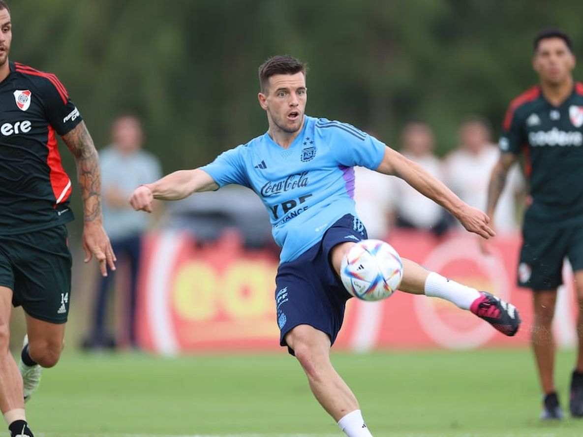 El partido de práctica de la selección argentina ante River. (Prensa AFA).