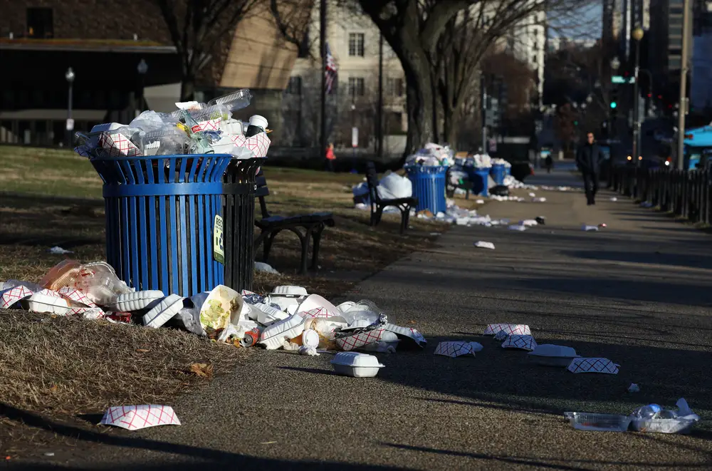 Basura sin recoger tras el shutdown de 2019 en Washington DC, Estados Unidos