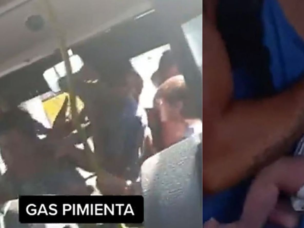En la pelea hubo gritos, golpes, empujones y gas pimientas, afectando a adultos y niños. Foto: Captura TikTok