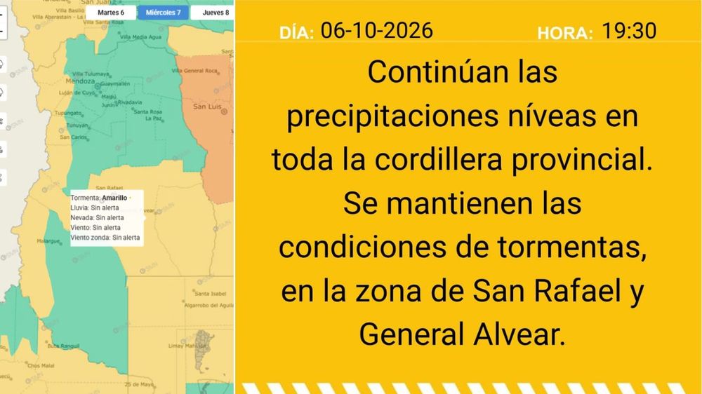 Alerta amarilla en Mendoza. 