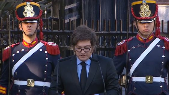 Javier Milei en el acto por Malvinas