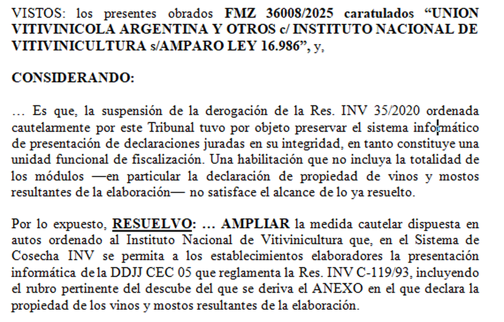 El texto enviado por la UVA